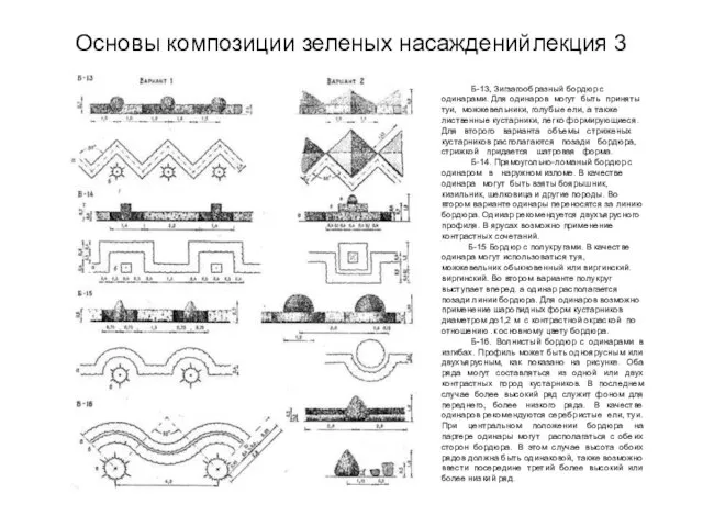 Основы композиции зеленых насаждений лекция 3 Б-13, Зигзагообразный бордюр с одинарами. Для