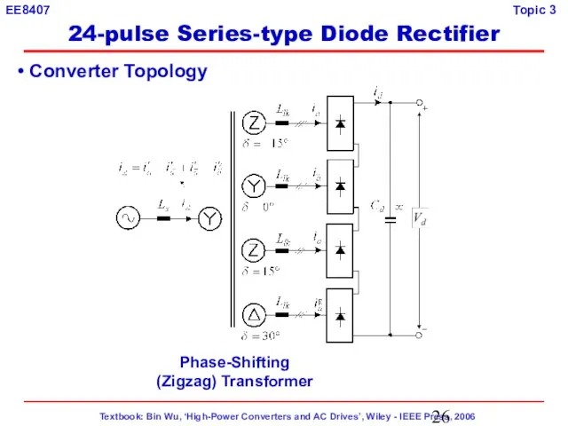 Converter Topology Phase-Shifting (Zigzag) Transformer 24-pulse Series-type Diode Rectifier