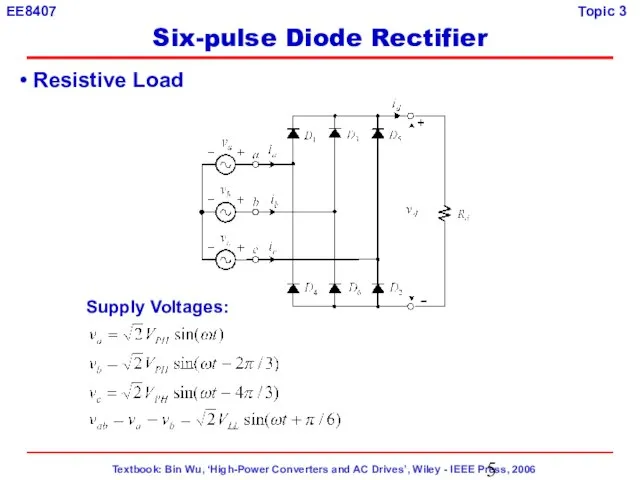 Resistive Load Supply Voltages: Six-pulse Diode Rectifier