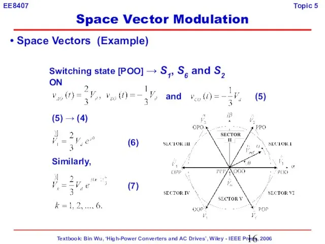 Space Vectors (Example) Switching state [POO] → S1, S6 and S2 ON