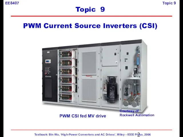 PWM CSI fed MV drive Topic 9 PWM Current Source Inverters (CSI) Courtesy of Rockwell Automation