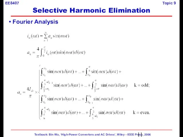 Fourier Analysis Selective Harmonic Elimination
