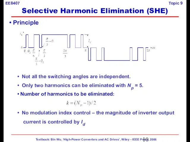Principle Not all the switching angles are independent. Only two harmonics can