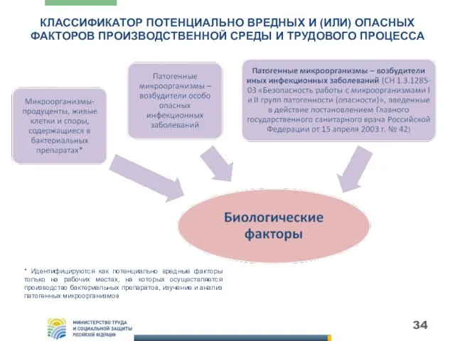 КЛАССИФИКАТОР ПОТЕНЦИАЛЬНО ВРЕДНЫХ И (ИЛИ) ОПАСНЫХ ФАКТОРОВ ПРОИЗВОДСТВЕННОЙ СРЕДЫ И ТРУДОВОГО ПРОЦЕССА