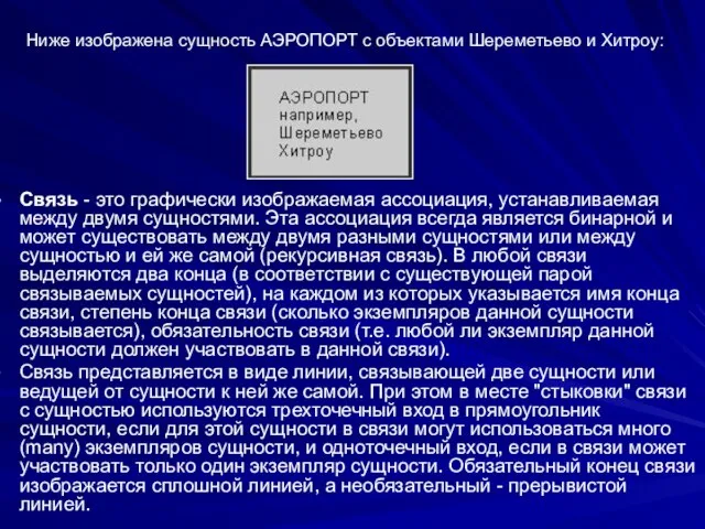 Связь - это графически изображаемая ассоциация, устанавливаемая между двумя сущностями. Эта ассоциация