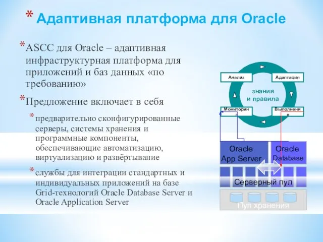 Адаптивная платформа для Oracle ASCC для Oracle – адаптивная инфраструктурная платформа для