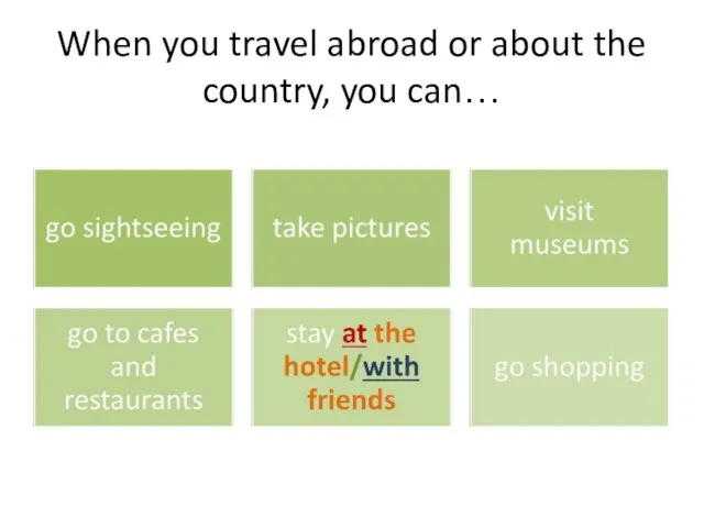 When you travel abroad or about the country, you can…