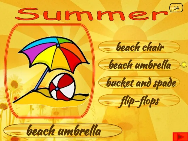 Summer beach umbrella beach chair bucket and spade flip-flops beach umbrella 14