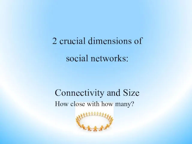 2 crucial dimensions of social networks: Connectivity and Size How close with how many?