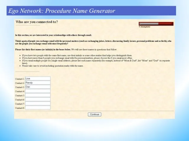 First part Ego Network: Procedure Name Generator