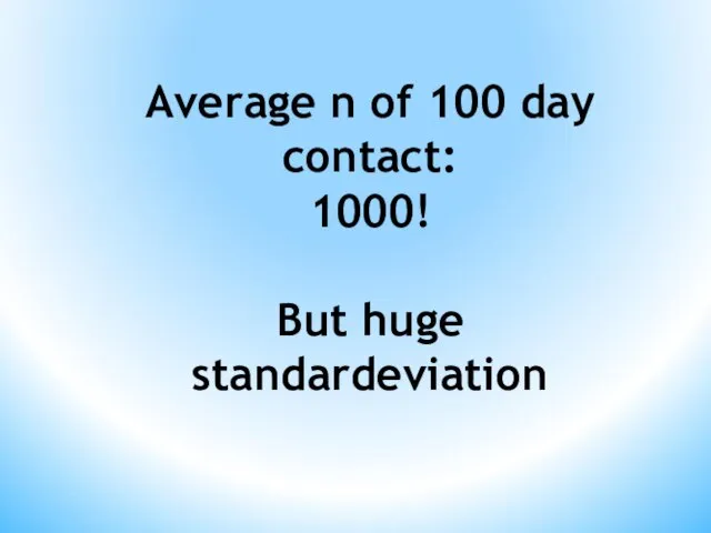 Average n of 100 day contact: 1000! But huge standardeviation