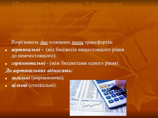 Міжбюджетні відносини. У бюджетних системах зі стійким поділом доходів і повноважень по