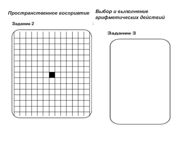 Пространственное восприятие Выбор и выполнение арифметических действий