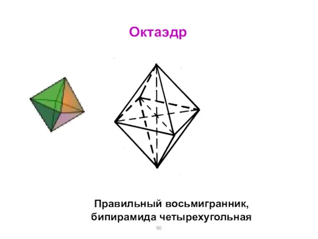 Октаэдр Правильный восьмигранник, бипирамида четырехугольная