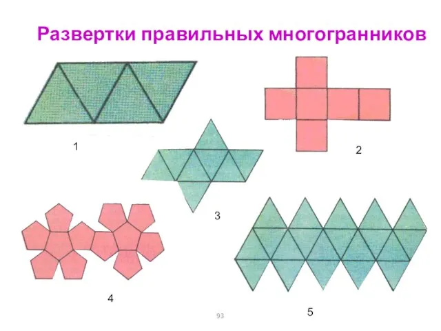 Развертки правильных многогранников 1 2 3 4 5