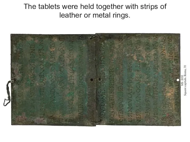 The tablets were held together with strips of leather or metal rings.