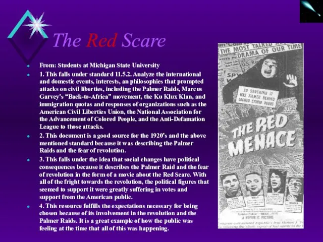 The Red Scare From: Students at Michigan State University 1. This falls