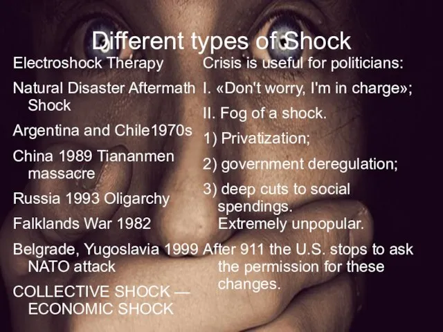 Different types of Shock Electroshock Therapy Natural Disaster Aftermath Shock Argentina and