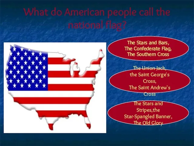 What do American people call the national flag? The Stars and Stripes,the