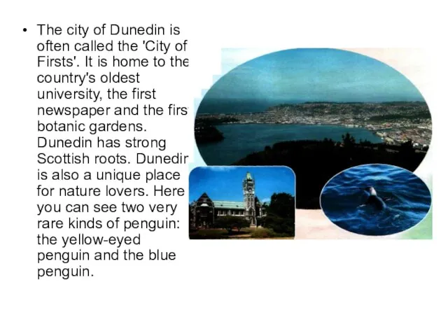 The city of Dunedin is often called the 'City of Firsts'. It