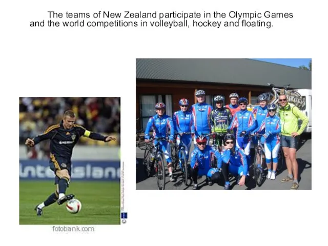 The teams of New Zealand participate in the Olympic Games and the