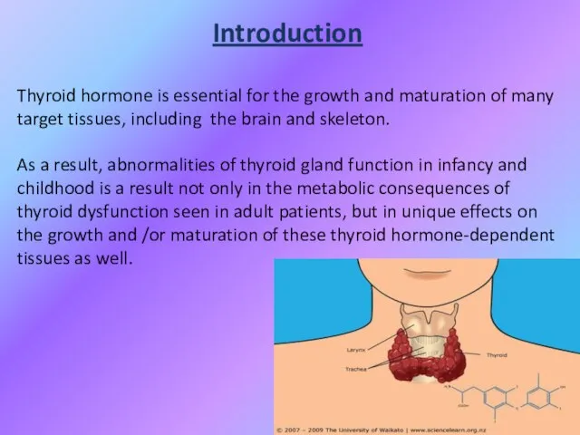 Introduction Thyroid hormone is essential for the growth and maturation of many