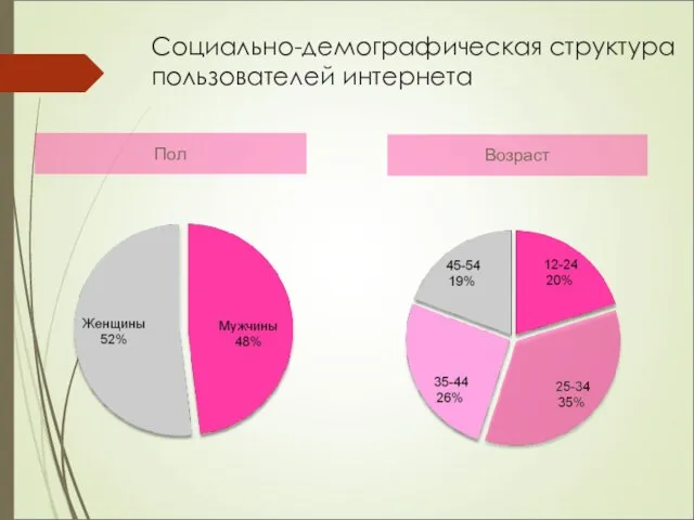 Возраст Пол Социально-демографическая структура пользователей интернета