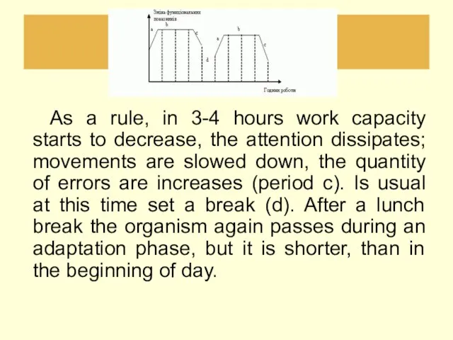 … As a rule, in 3-4 hours work capacity starts to decrease,