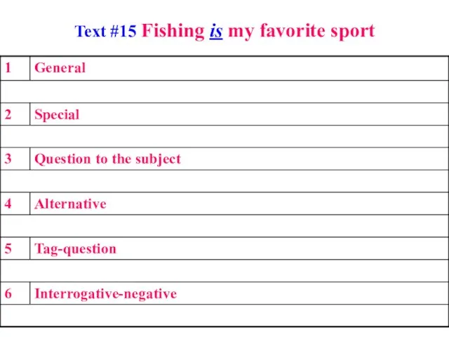 Text #15 Fishing is my favorite sport