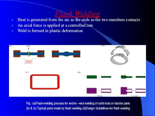 Flash Welding Heat is generated from the arc as the ends as