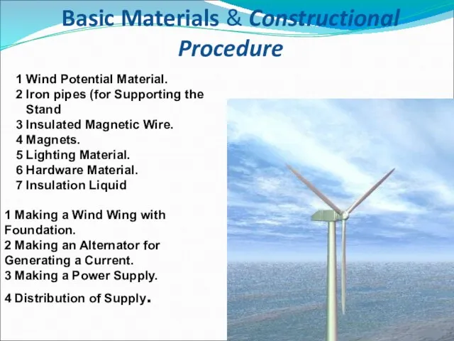 Basic Materials & Constructional Procedure 1 Wind Potential Material. 2 Iron pipes