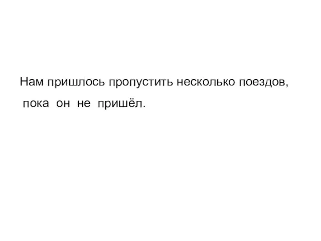 Нам пришлось пропустить несколько поездов, пока он не пришёл.