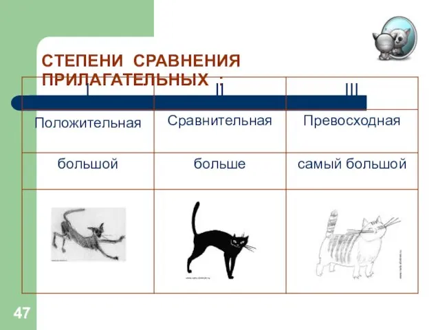 СТЕПЕНИ СРАВНЕНИЯ ПРИЛАГАТЕЛЬНЫХ :