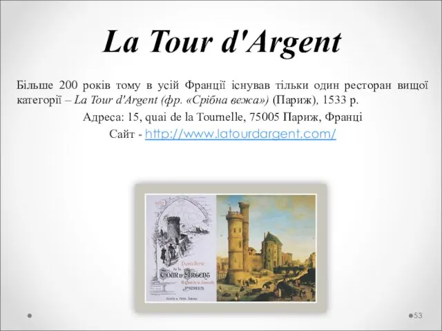 La Tour d'Argent Більше 200 років тому в усій Франції існував тільки