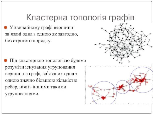 Кластерна топологія графів У звичайному графі вершини зв'язані одна з одною як