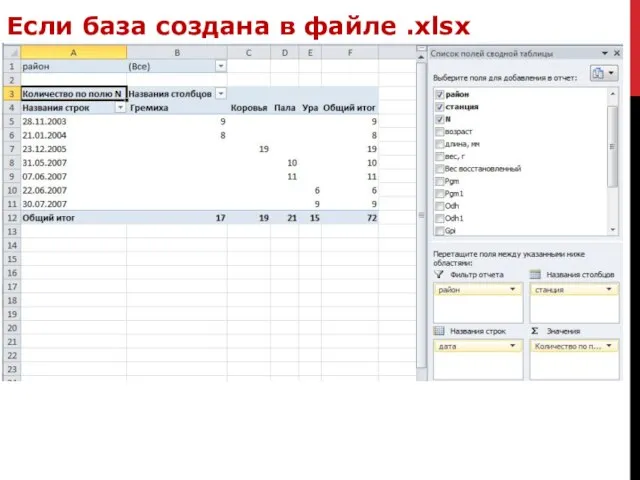 Если база создана в файле .xlsx