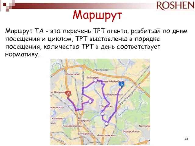 Маршрут ТА - это перечень ТРТ агента, разбитый по дням посещения и