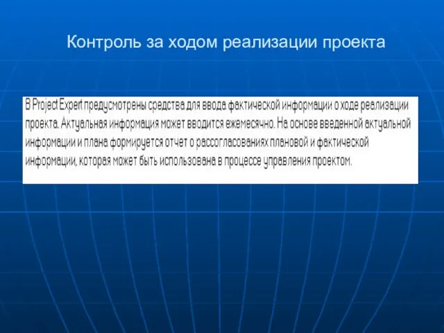 Контроль за ходом реализации проекта