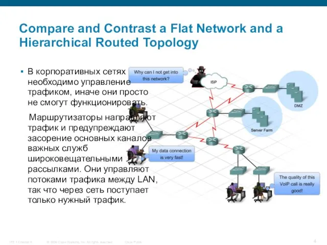 Compare and Contrast a Flat Network and a Hierarchical Routed Topology В