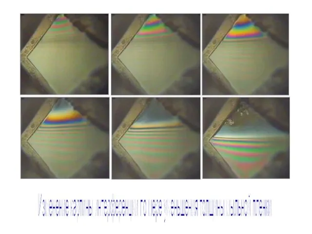 Изменение картины интерференции по мере уменьшения толщины мыльной пленки