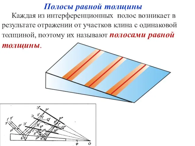 Каждая из интерференционных полос возникает в результате отражении от участков клина с