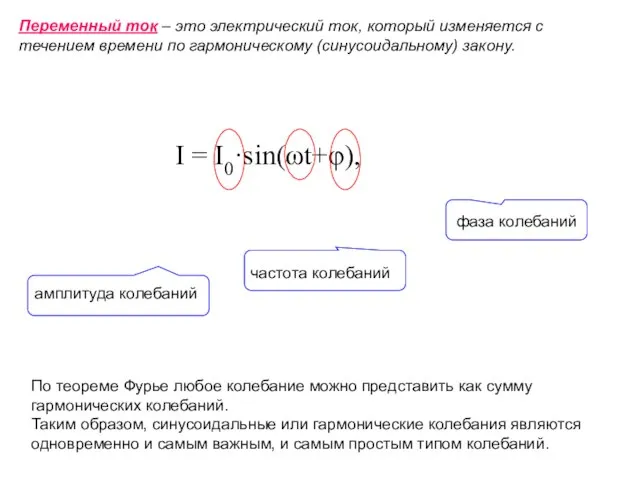 Переменный ток – это электрический ток, который изменяется с течением времени по