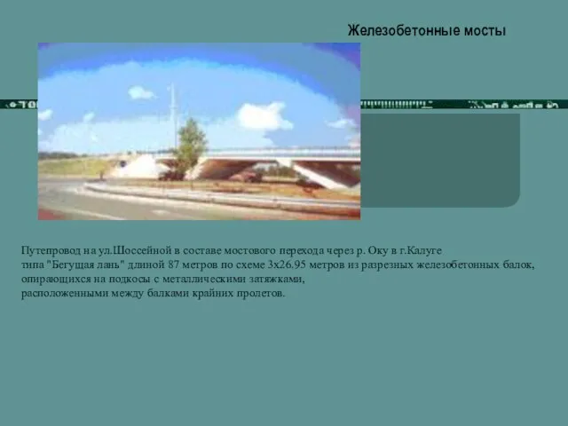 Железобетонные мосты Путепровод на ул.Шоссейной в составе мостового перехода через р. Оку