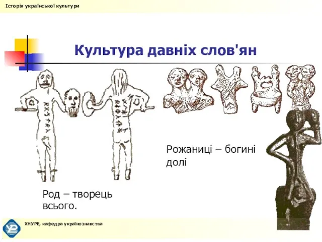 Культура давніх слов'ян Род – творець всього. Рожаниці – богині долі