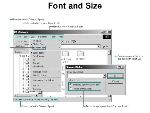 Font and Size