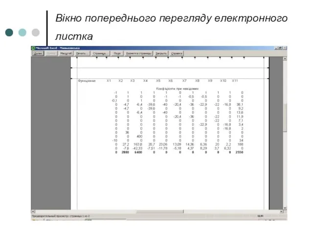 Вікно попереднього перегляду електронного листка