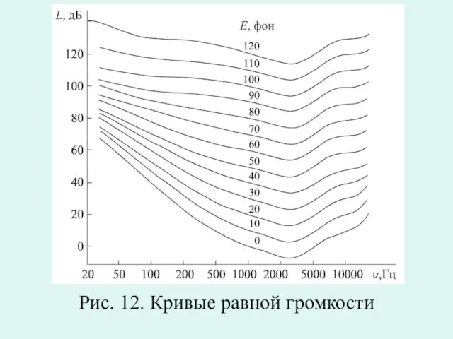 Рис. 12. Кривые равной громкости