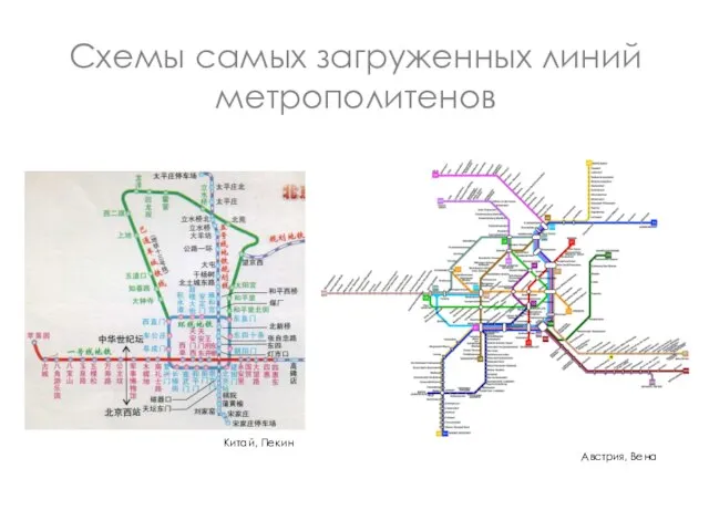 Схемы самых загруженных линий метрополитенов Австрия, Вена Китай, Пекин