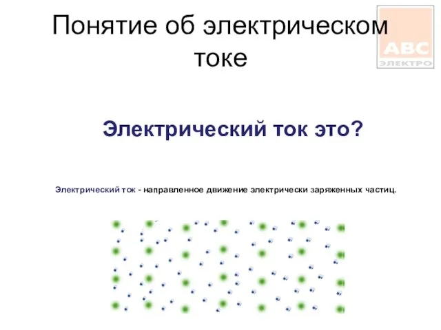 Понятие об электрическом токе Электрический ток - направленное движение электрически заряженных частиц. Электрический ток это?