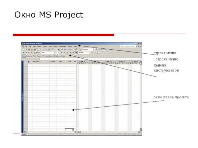 Окно MS Project